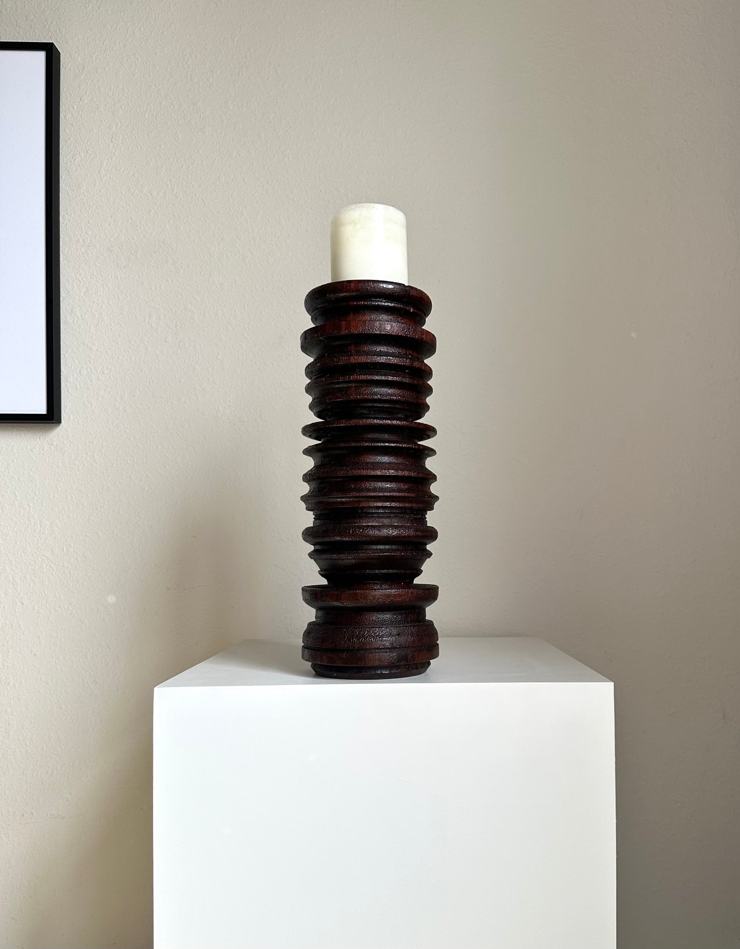 Stunning Primitive Salvaged Wood Candleholder