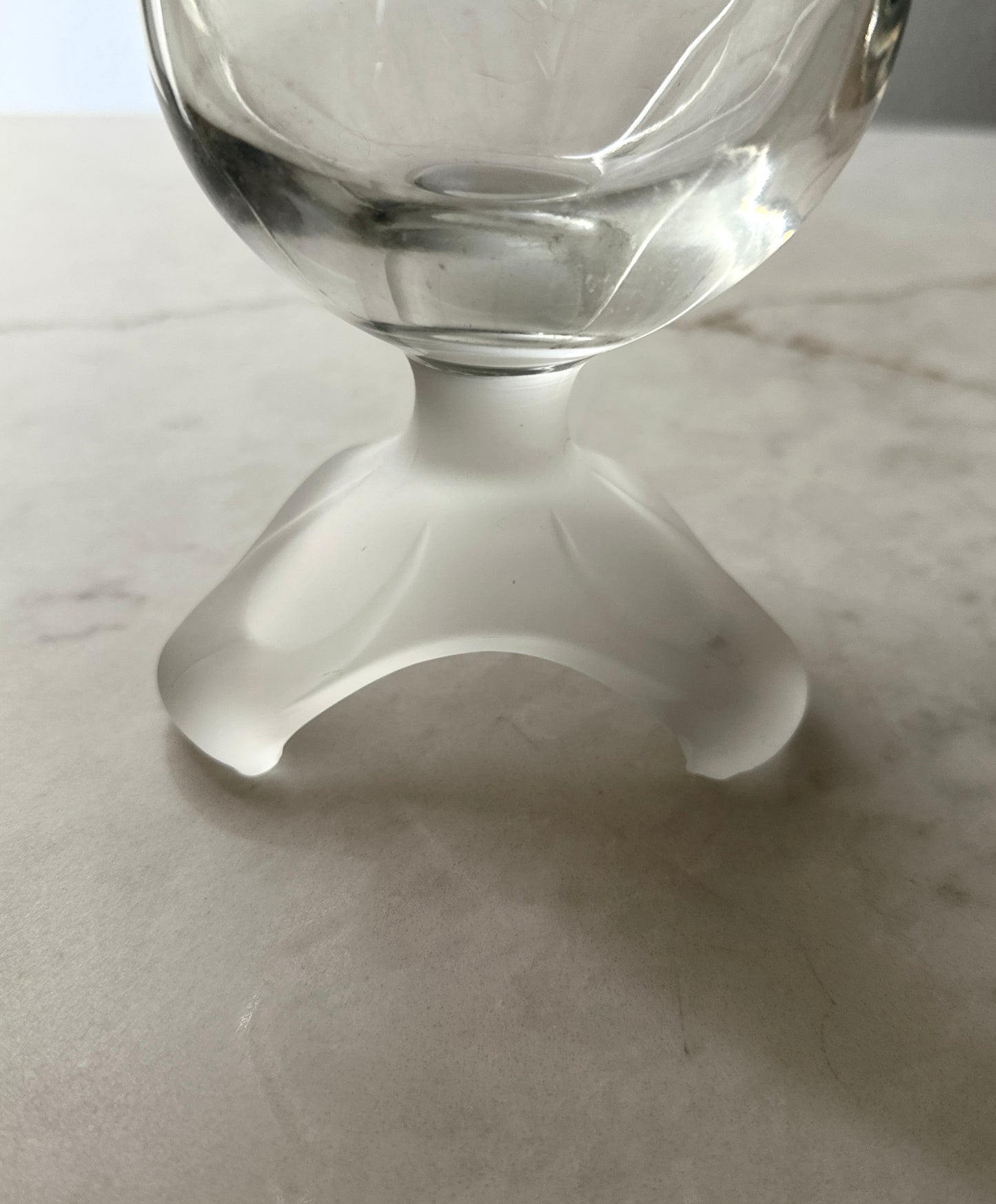 Vintage Glass Ruffled Vase with Frosted Footed Base