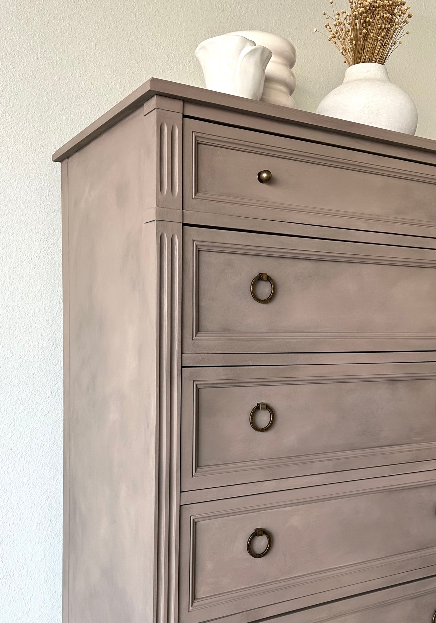 Suede Finish Effect Vintage Wood Dresser
