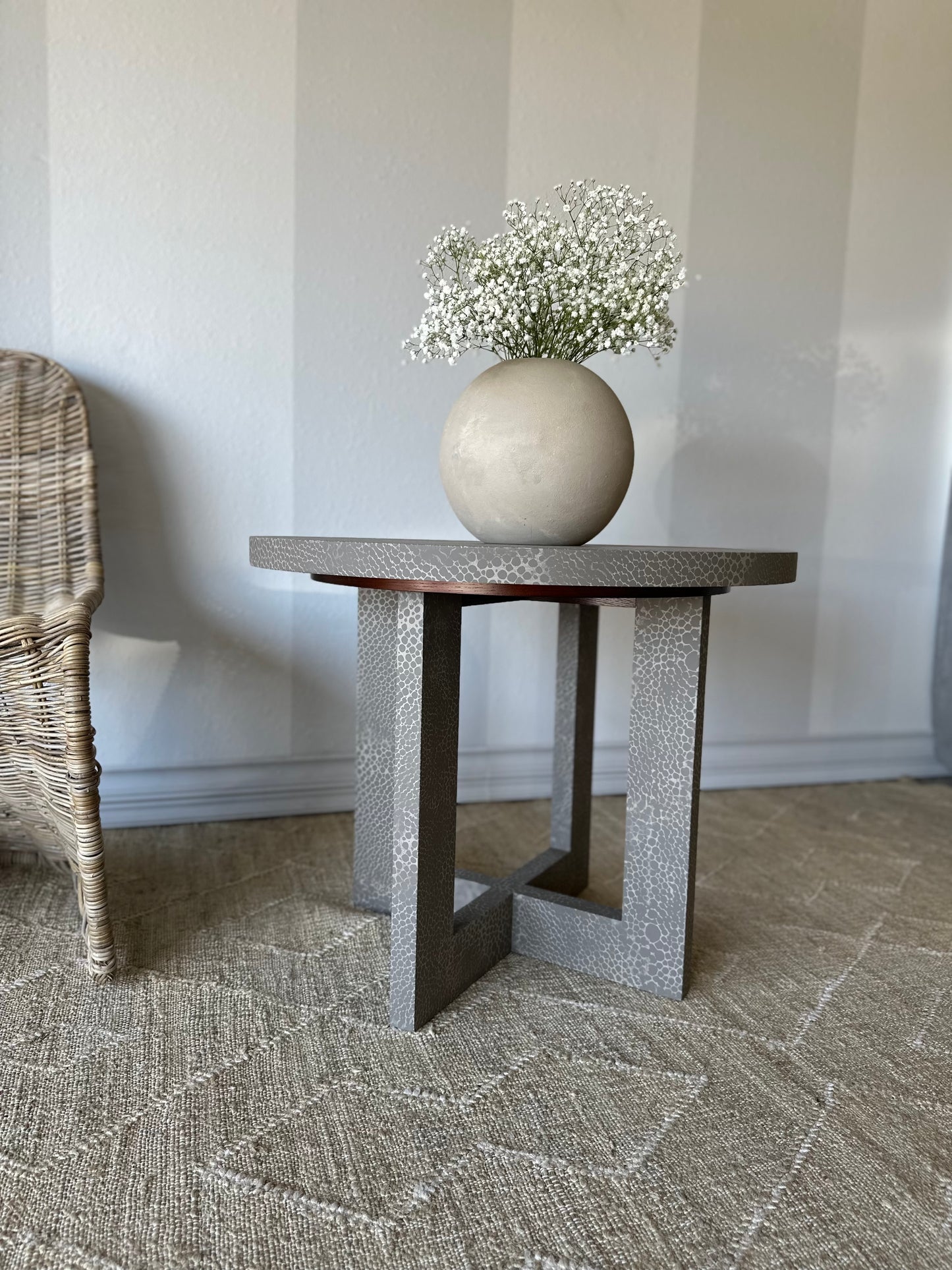 Vintage Oversized End Table in Faux Shagreen