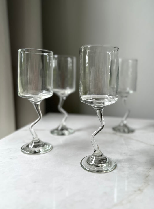 Vintage Squiggle Glasses, Set of 4 (2 sets available)