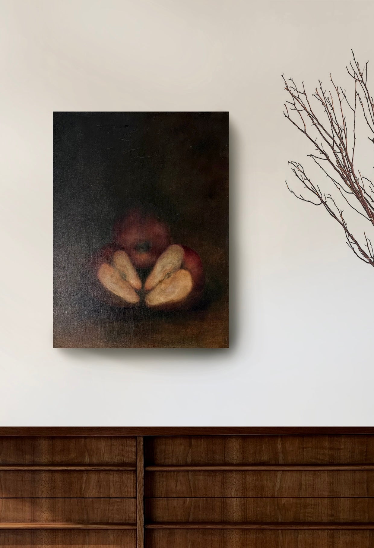 Vintage Apple Still Life Oil Painting